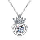14K Moissanite Necklace Silver Crown Pendent Women Wedding Jewelry