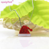 Synthetic Opal red Christmas hat Pendant Necklace with Pearl