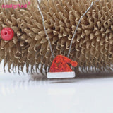 Synthetic Opal red Christmas hat Pendant Necklace with Pearl