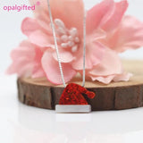 Synthetic Opal red Christmas hat Pendant Necklace with Pearl