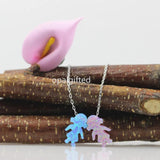 Girls Opal Necklace with 925 Sterling Silver O Chain