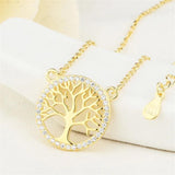 925 Sterling Silver Zircon Pendant Life Tree Crystal Necklace