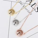 925 Sterling Silver Zircon Pendant Life Tree Crystal Necklace