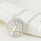 925 Sterling Silver Zircon Pendant Life Tree Crystal Necklace