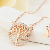 925 Sterling Silver Zircon Pendant Life Tree Crystal Necklace