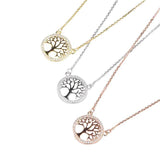 925 Sterling Silver Zircon Pendant Life Tree Crystal Necklace