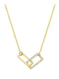 Double Ring Cross Necklace with Diamond Accent