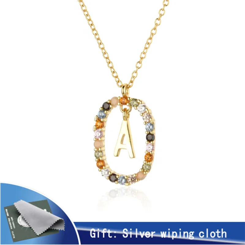 925 Silver Zircon Initial Letter M Necklace