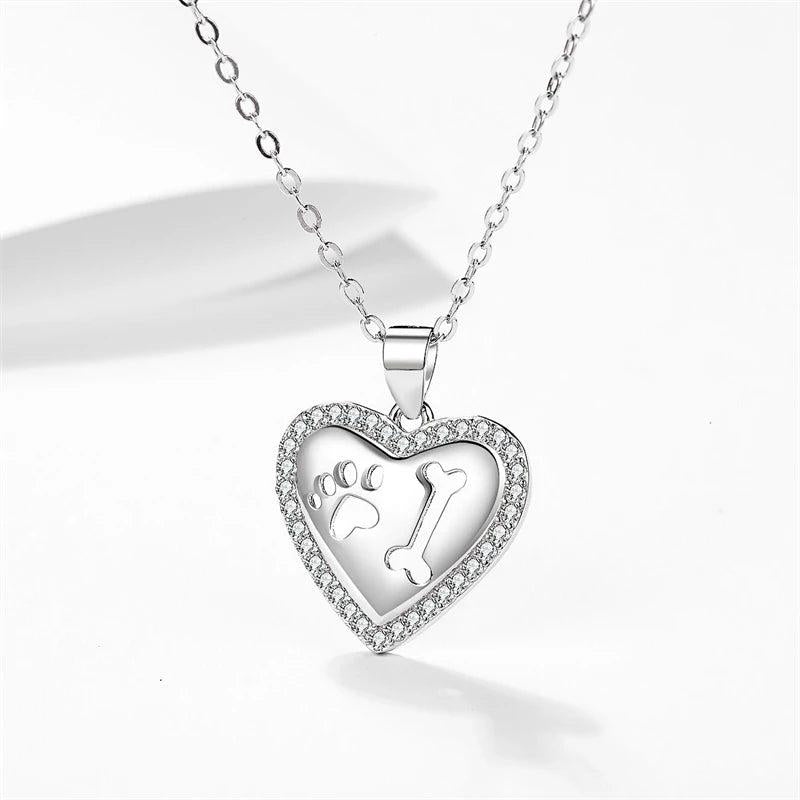925 Silver Heart Necklace Animal Pendant Women's Jewelry