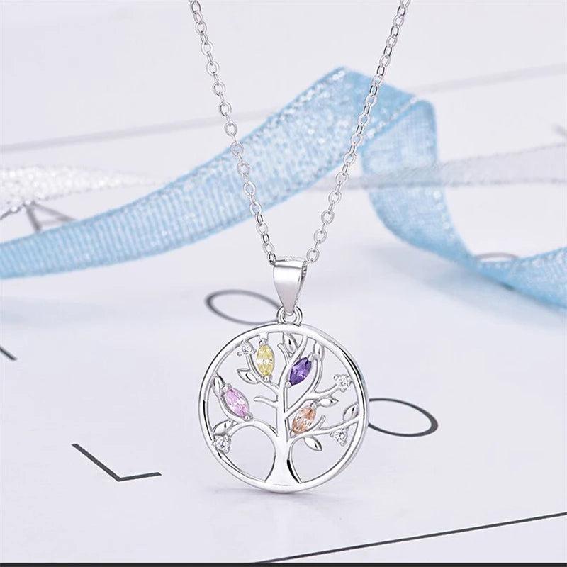 S925 Sterling Silver Life Tree Crystal Zircon Necklace
