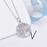 Sterling Silver S925 Life Tree Necklace Diamond Pendant