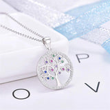 Sterling Silver S925 Life Tree Necklace Diamond Pendant