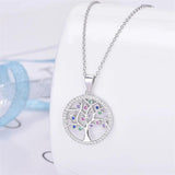 Sterling Silver S925 Life Tree Necklace Diamond Pendant