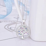 Sterling Silver S925 Life Tree Necklace Diamond Pendant
