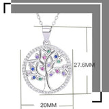 Sterling Silver S925 Life Tree Necklace Diamond Pendant