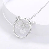 925 Silver Necklace with Zircon, Round Pendant for Women