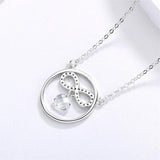 925 Silver Necklace with Zircon, Round Pendant for Women
