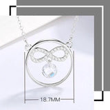 925 Silver Necklace with Zircon, Round Pendant for Women