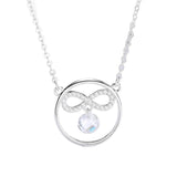 925 Silver Necklace with Zircon, Round Pendant for Women