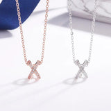 Sterling Silver S925 Girl Micro Diamond Cross Collar Necklace