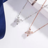 Sterling Silver S925 Girl Micro Diamond Cross Collar Necklace