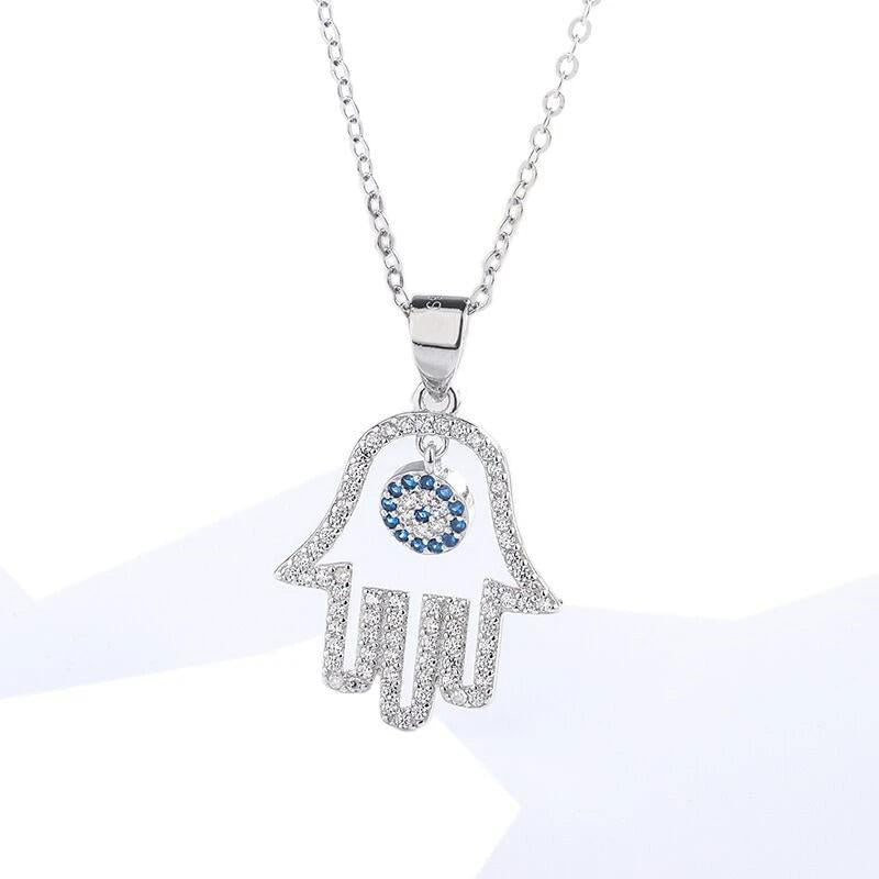 S925 Palm Eye Pendant Sterling Silver Women's Necklace