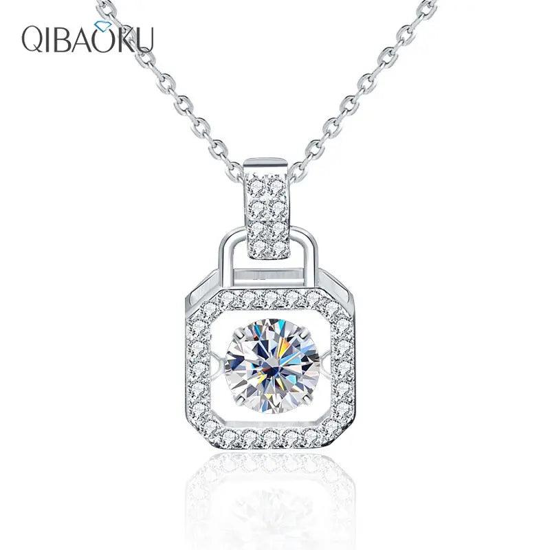 925 Silver Necklace Beating Heart Square Pendant Delicate Collar Neckchain