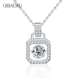 925 Silver Necklace Beating Heart Square Pendant Delicate Collar Neckchain