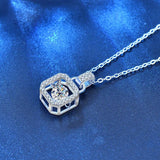 925 Silver Necklace Beating Heart Square Pendant Delicate Collar Neckchain