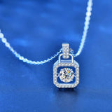 925 Silver Necklace Beating Heart Square Pendant Delicate Collar Neckchain