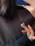 925 Silver Geometric Letters Pendant Necklace for Women