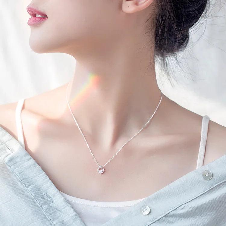 S925 Silver Necklace with Bohimia Rhinestone Pendant