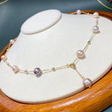 8-9mm Freshwater Pearl Necklace Women's Long Adjustable Necklace