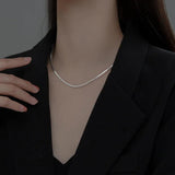 925 Sterling Silver High Link Chain Clavicle Necklace for Women