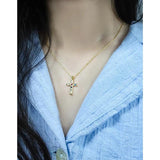 S925 Sterling Silver Cross Necklace with Pink Purple Zircon