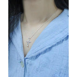 S925 Sterling Silver Cross Necklace with Pink Purple Zircon