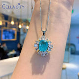 925 Silver Necklace with Paraiba Gemstone Pendant