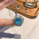 925 Silver Necklace with Paraiba Gemstone Pendant