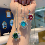 925 Silver Necklace with Paraiba Gemstone Pendant