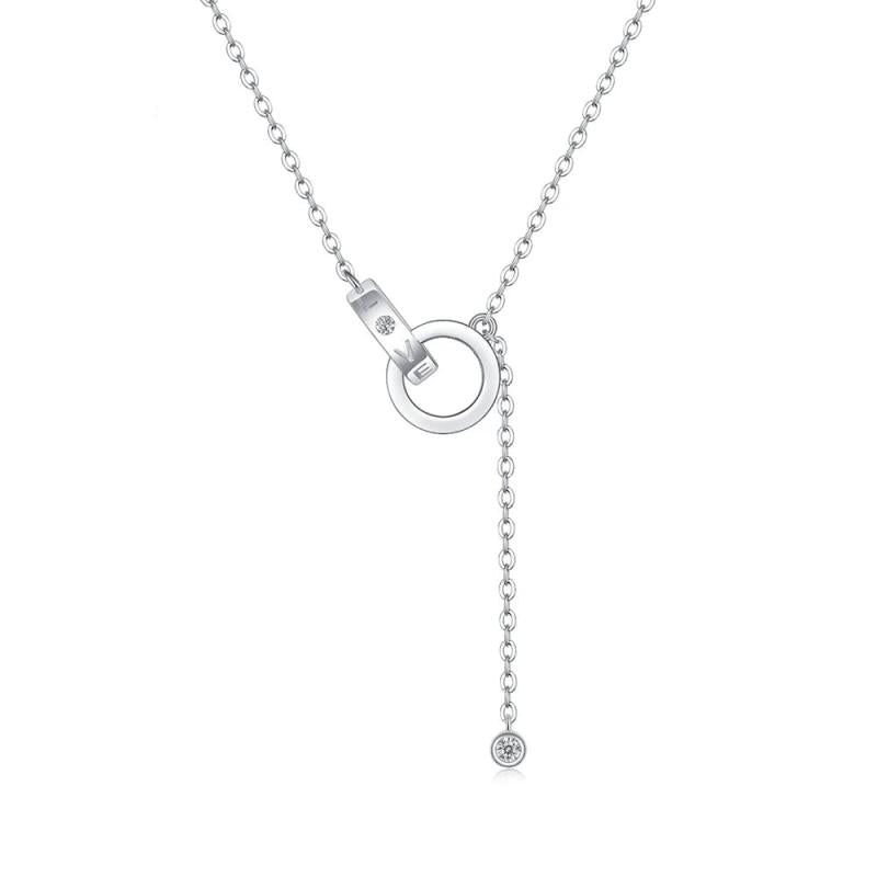 D Moissanite Diamond Gemstone 925 Sterling Silver Pendant Necklace