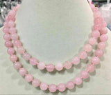 32in Natural 12mm Pink Jade Gemstone Round Beads Necklace AAA+