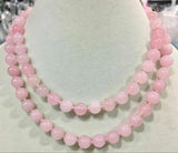 32in Natural 12mm Pink Jade Gemstone Round Beads Necklace AAA+