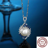 Elegant S925 Sterling Silver Pearl Pendant Necklace for Wedding