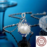 Elegant S925 Sterling Silver Pearl Pendant Necklace for Wedding