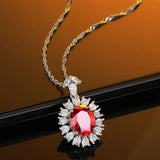 925 Sterling Silver High Carbon Diamond Ruby Pendant Necklace