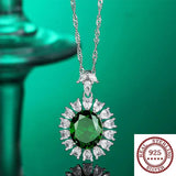 925 Sterling Silver High Carbon Diamond Ruby Pendant Necklace
