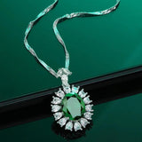 Sterling Silver Diamond Turquoise Pendant Necklace