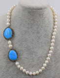 Freshwater Pearl Green Howlite Turquoise Necklace