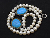 Freshwater Pearl Green Howlite Turquoise Necklace