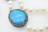 Freshwater Pearl Green Howlite Turquoise Necklace